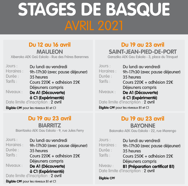 Stages de basque avec AEK