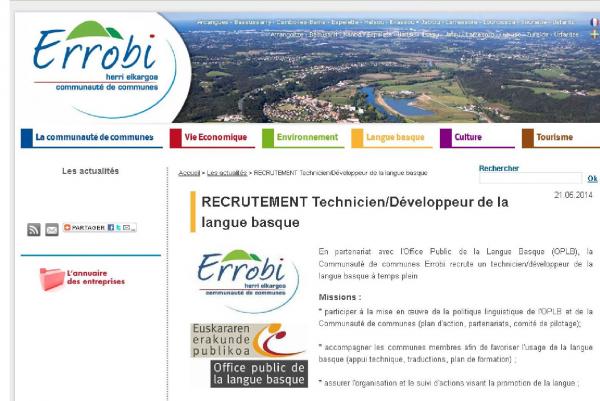 Euskara Teknikari/Garatzaile baten kontratatzea